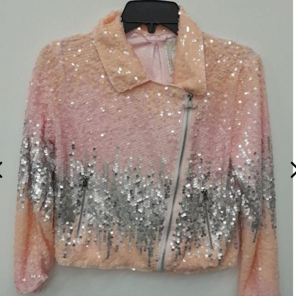 Disney Princess Sequined Full Zip Pink Size 11/12 Jacket